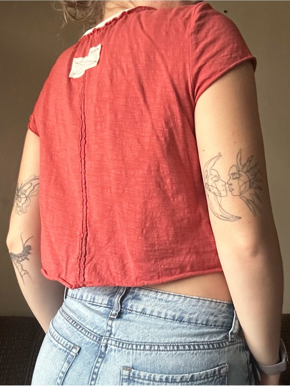 SHEIN Star Patch Cropped Baby Tee Ringer Top M - Picture 6 of 6